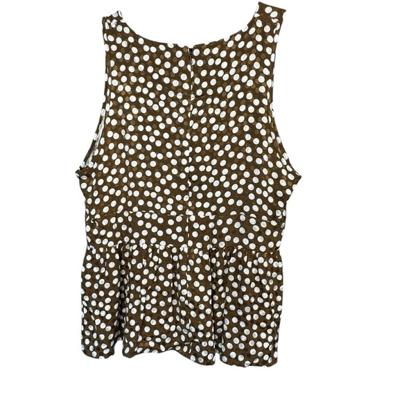 J. Crew Brown and Cream Peplum Tank Top - Picture 2 of 8